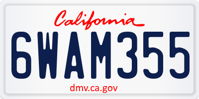 CA license plate 6WAM355