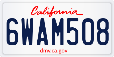 CA license plate 6WAM508