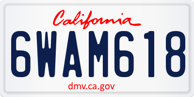 CA license plate 6WAM618