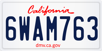 CA license plate 6WAM763