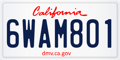 CA license plate 6WAM801