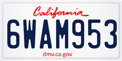 CA license plate 6WAM953