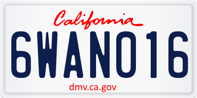 CA license plate 6WAN016