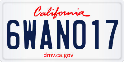 CA license plate 6WAN017