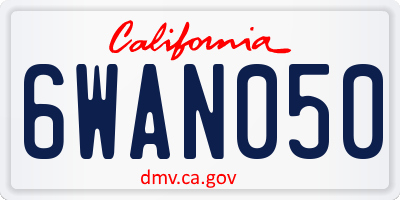 CA license plate 6WAN050