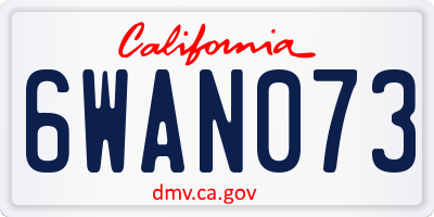 CA license plate 6WAN073