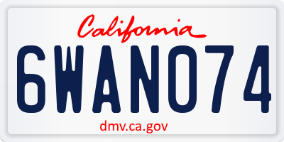 CA license plate 6WAN074