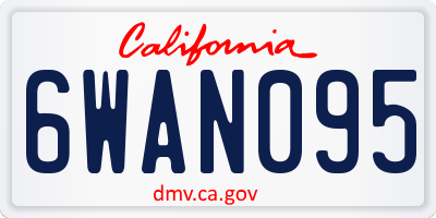 CA license plate 6WAN095