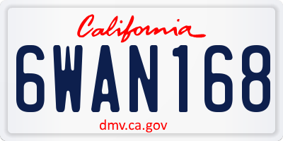 CA license plate 6WAN168