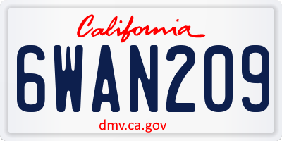 CA license plate 6WAN209