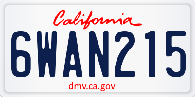 CA license plate 6WAN215