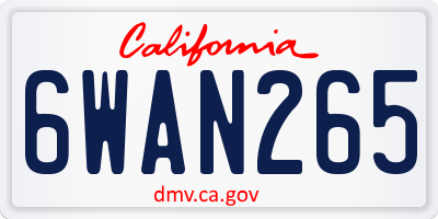 CA license plate 6WAN265