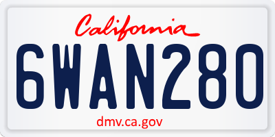 CA license plate 6WAN280