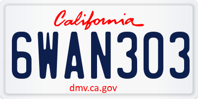 CA license plate 6WAN303
