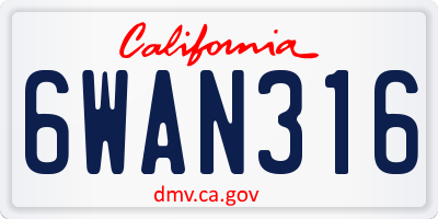 CA license plate 6WAN316