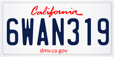 CA license plate 6WAN319