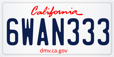 CA license plate 6WAN333