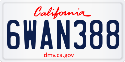 CA license plate 6WAN388
