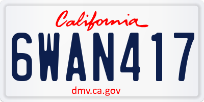 CA license plate 6WAN417