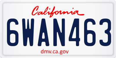 CA license plate 6WAN463