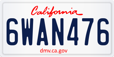 CA license plate 6WAN476