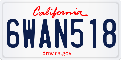 CA license plate 6WAN518