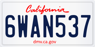 CA license plate 6WAN537
