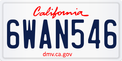 CA license plate 6WAN546