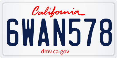 CA license plate 6WAN578