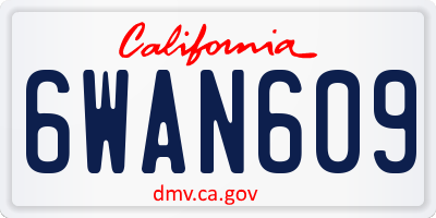 CA license plate 6WAN609