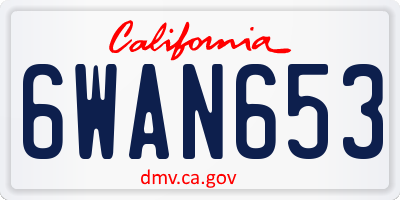 CA license plate 6WAN653