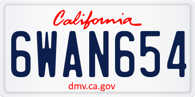 CA license plate 6WAN654