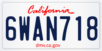 CA license plate 6WAN718