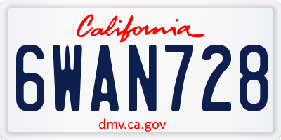 CA license plate 6WAN728