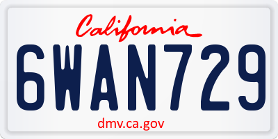 CA license plate 6WAN729