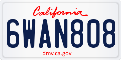 CA license plate 6WAN808