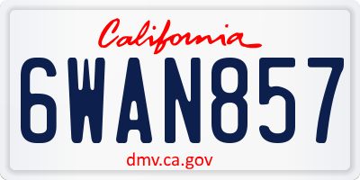 CA license plate 6WAN857