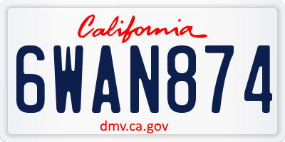 CA license plate 6WAN874