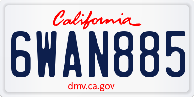 CA license plate 6WAN885