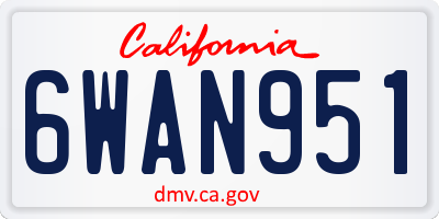 CA license plate 6WAN951