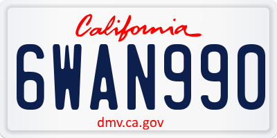 CA license plate 6WAN990