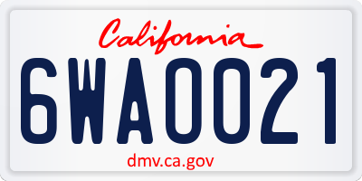 CA license plate 6WAO021