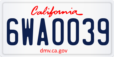 CA license plate 6WAO039