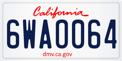CA license plate 6WAO064