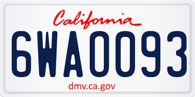 CA license plate 6WAO093