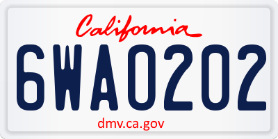 CA license plate 6WAO202