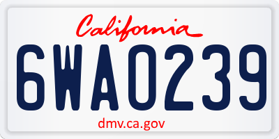 CA license plate 6WAO239