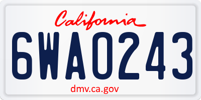 CA license plate 6WAO243