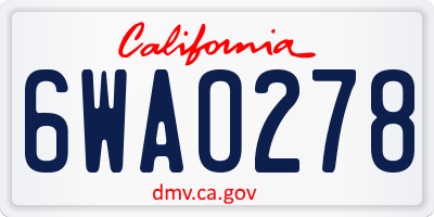 CA license plate 6WAO278