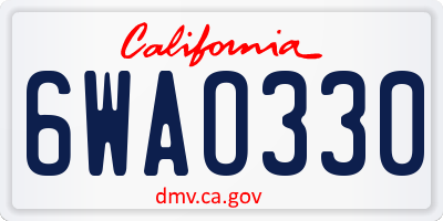CA license plate 6WAO330